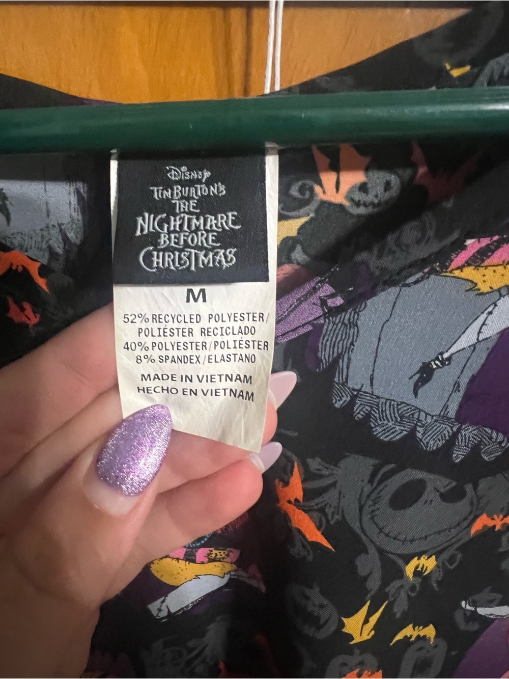 Nightmare Before Christmas Black Patterned Scrub Top - Picture 4 of 4